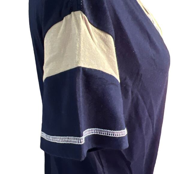 LAT Ladies Game Day Lace-Up Short Sleeve Tee Shirt Sze Large Blue Titanium White - Picture 4 of 11